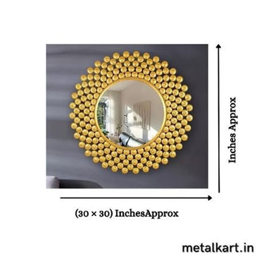 Metallic Golden Celestial Bloom Wall Mirror (30 x 30 Inches)